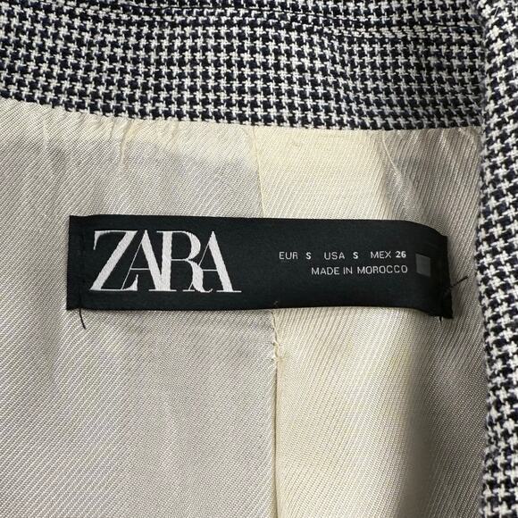 Zara Women's Academia Houndstooth Oversize Blazer Jacket Small Black White - Picture 5 of 15